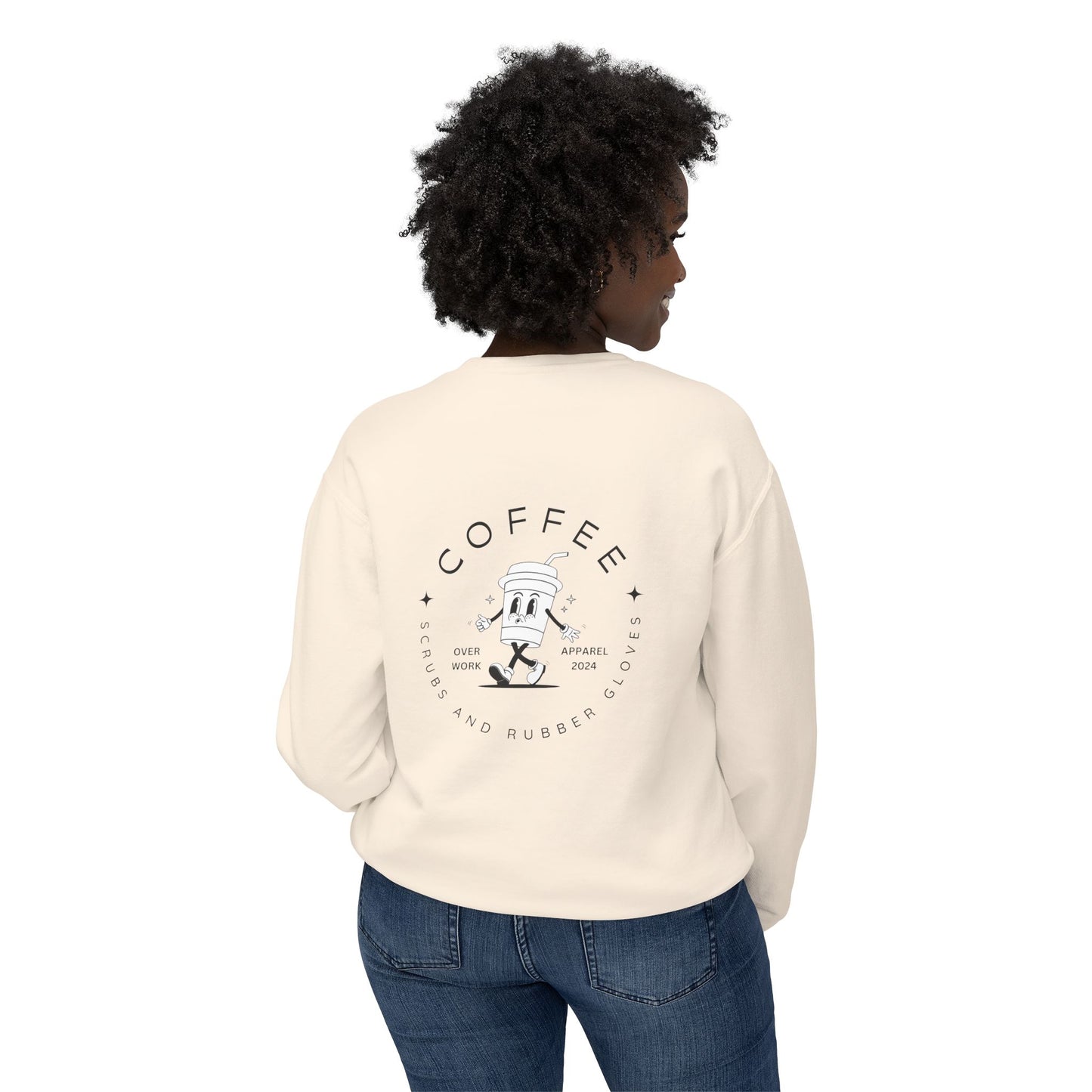 Coffee Scrubs Rubber Gloves Lightweight Crewneck Sweatshirt