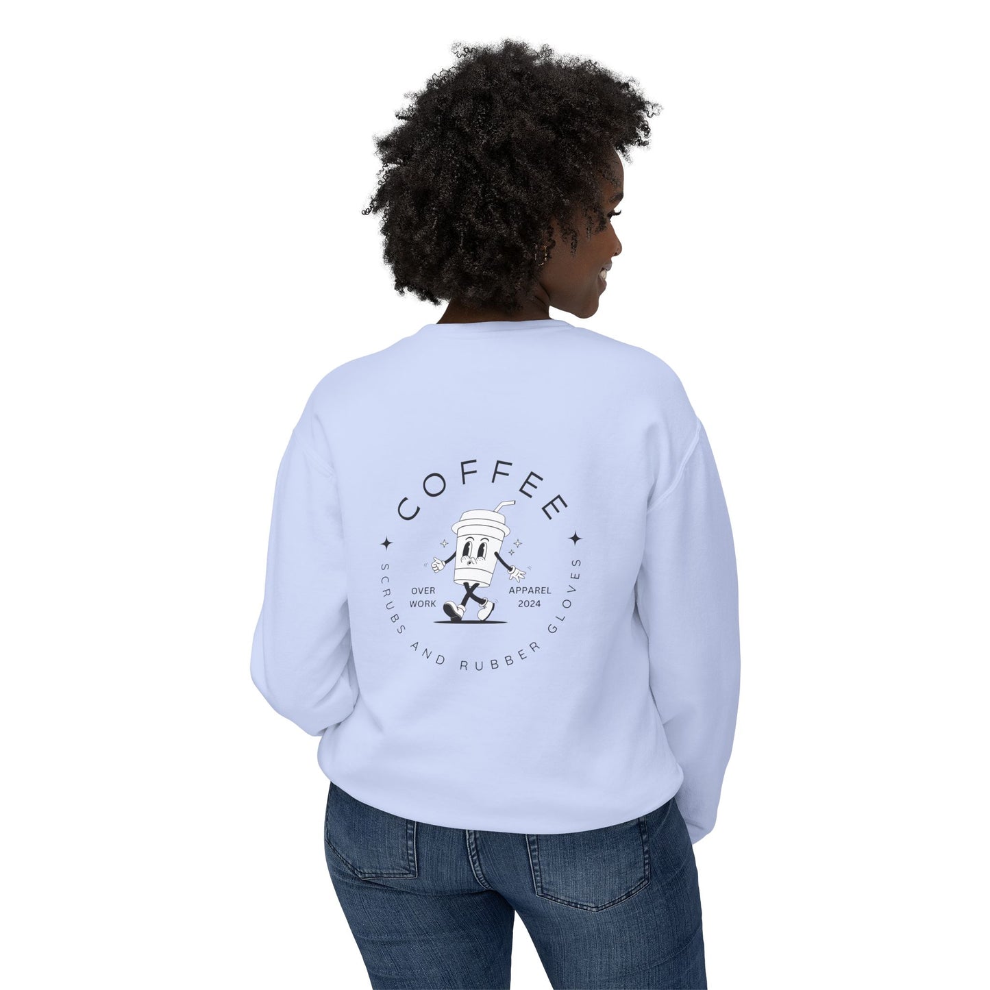 Coffee Scrubs Rubber Gloves Lightweight Crewneck Sweatshirt